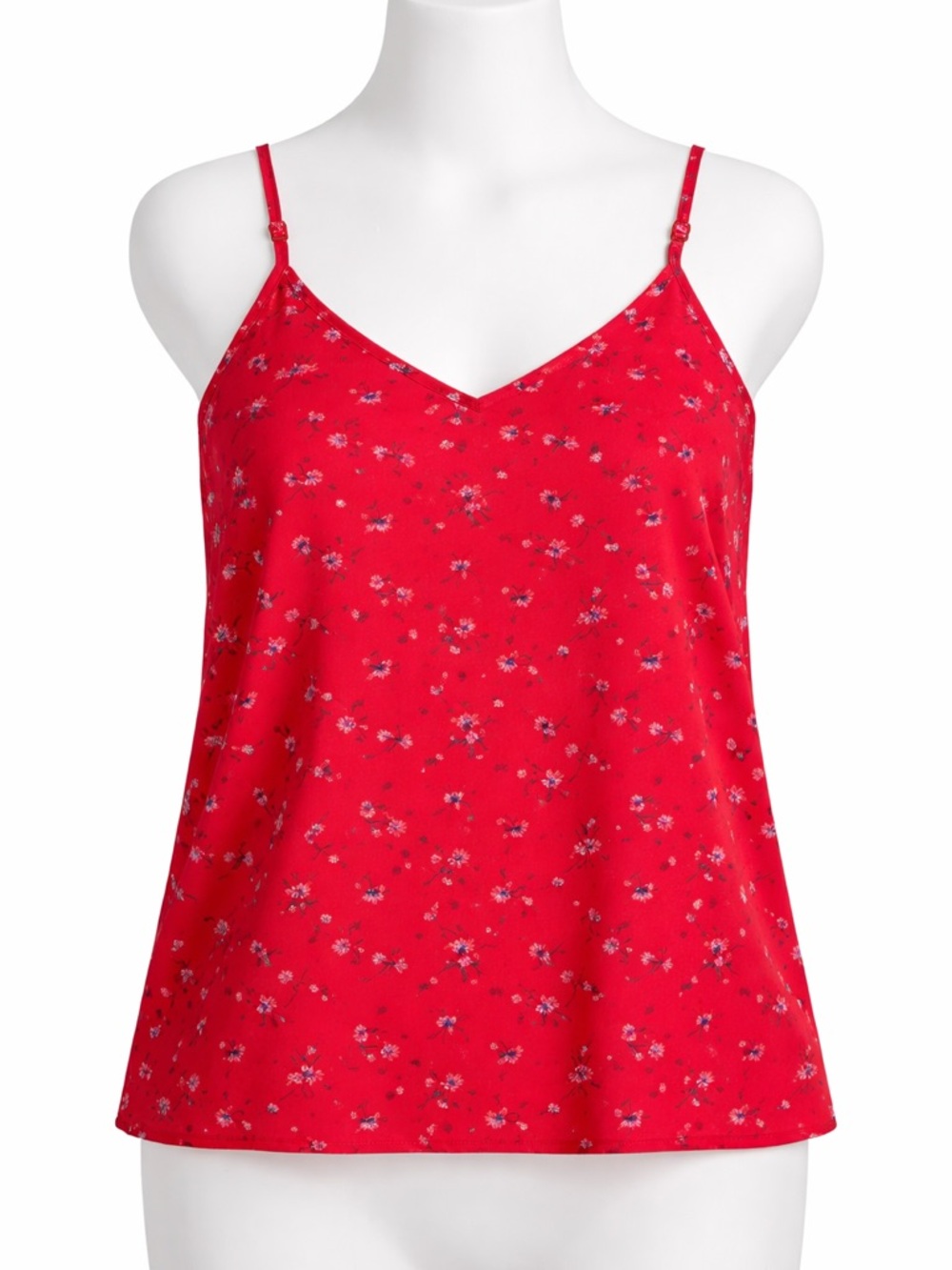 Atmosphere Red Floral Slip Tank with Delicate Blossoms